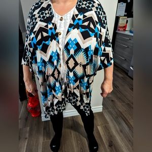Bethany Mota for Aeropostale. Cardigan shawl. Rayon.  Aztec like pattern.